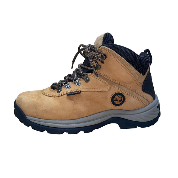 Timberland Men’s Yellow & Brown Leather Waterproof Lace-Up Hiking Boots Size 8.5