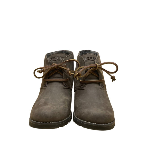 Sperry Women’s Brown Leather Lace-Up Wedge Heel  Casual Ankle Boots Size 7.5M