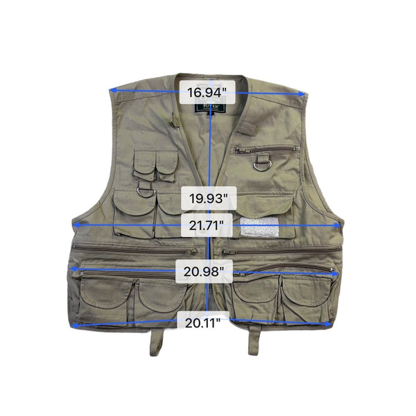 Crystal River Mens Beige Utility Fishing Vest Multi-Pocket Durable Design Sz M