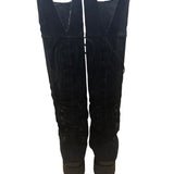 Nine West Women’s Black Suede Lug Sole Lace-Up Knee-High Mavira Boots Size 10M