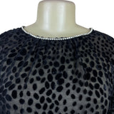 Vintage Mort Schrader Long Sleeve Black Polka Dot Dress With Rhinestone Neckline