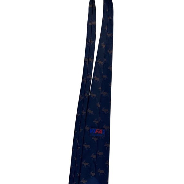 Vifa Mens Navy Blue Polyester Moose Print Neck Tie