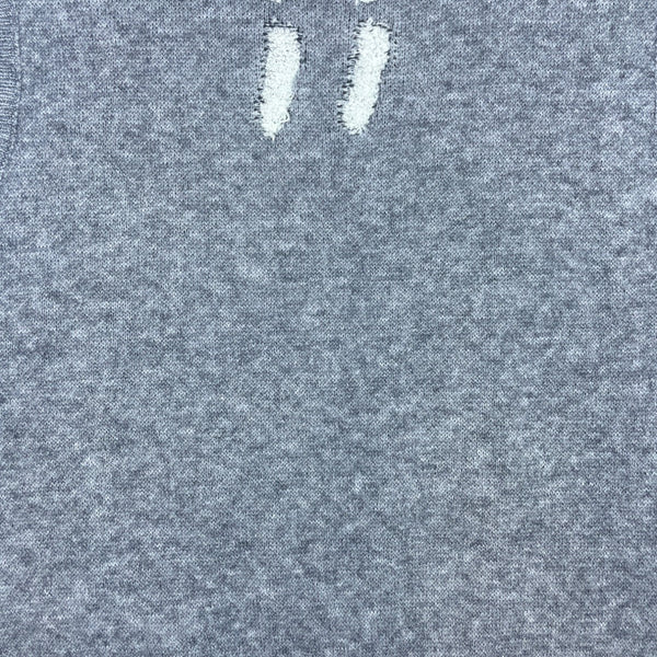 The Greii M Sleeveless Grey Knit Sweater With Smile Face Graphic New