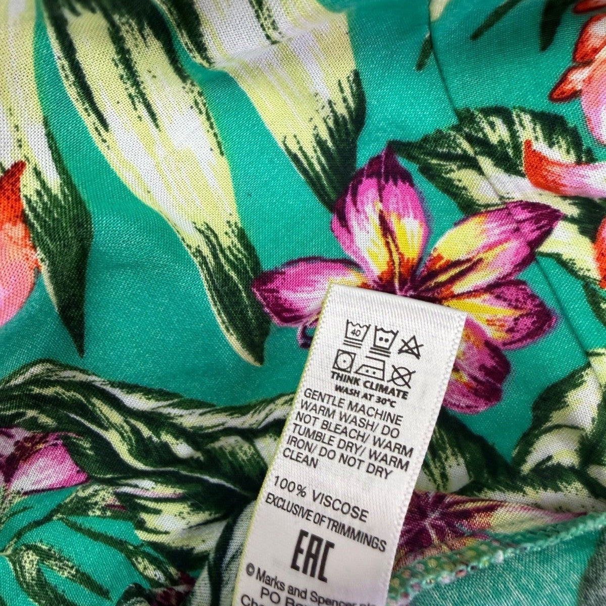 M&S Womens Green Floral Handkerchief Hem Dress Size EUR 40 - USA 9