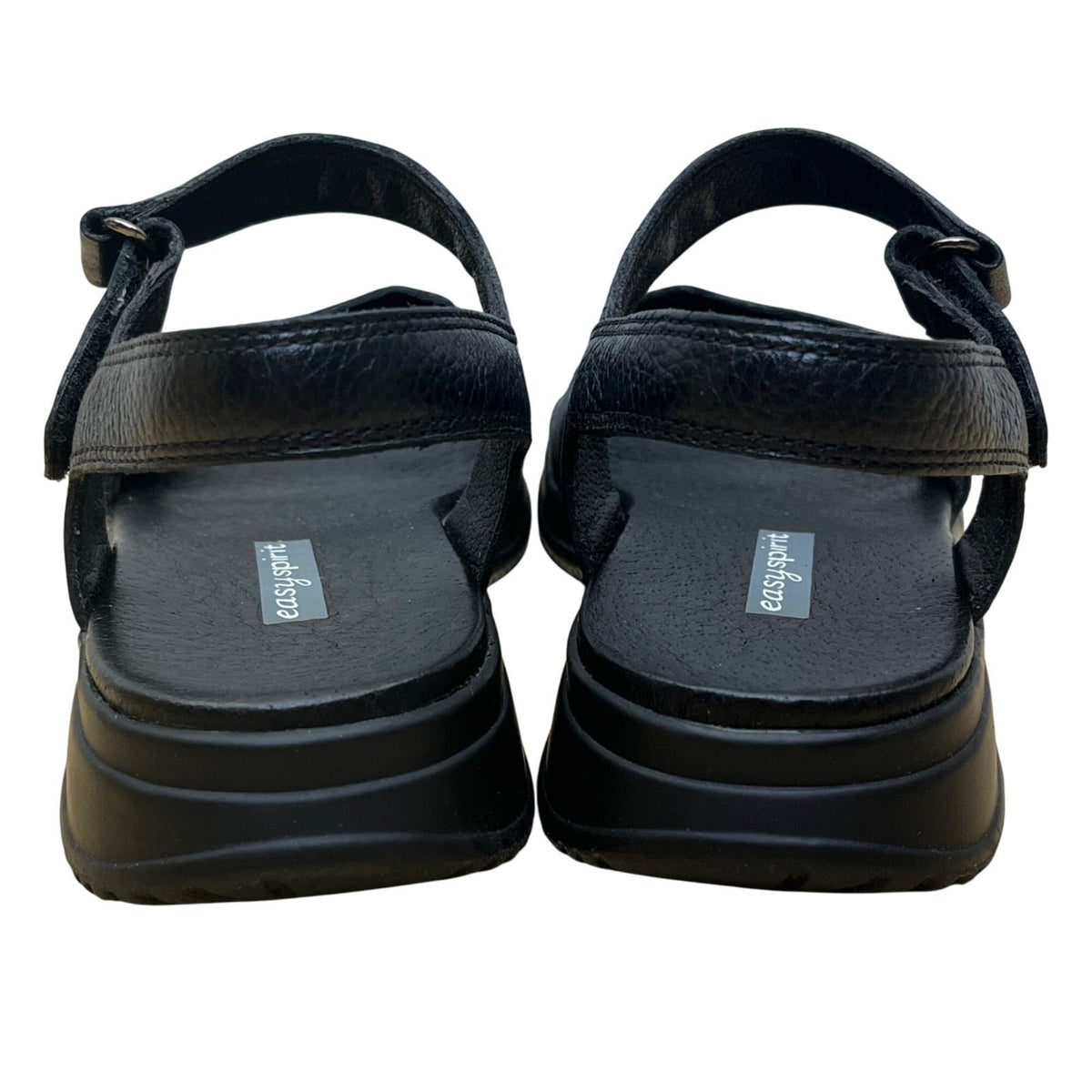 Easy Spirit Woman's Black Leather With Adjustable Straps Wheeze Sandals Size 7M