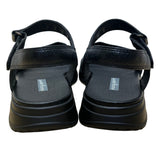 Easy Spirit Woman's Black Leather With Adjustable Straps Wheeze Sandals Size 7M