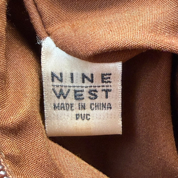 Nine West Women’s Brown Faux Leather Zip Closure Adjustable Strap Crossbody Bag