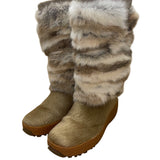 Pajar Women’s Brown & White Fur Knee High Winter Boots Size 40