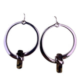 Robert Lee Morris Silver Tone Amethyst Drop Hoop Earrings Polished Finish RLM