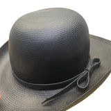 Adolfo II Womens Black Straw Bowler Hat Woven Ribbon Bow Accent Vintage Style