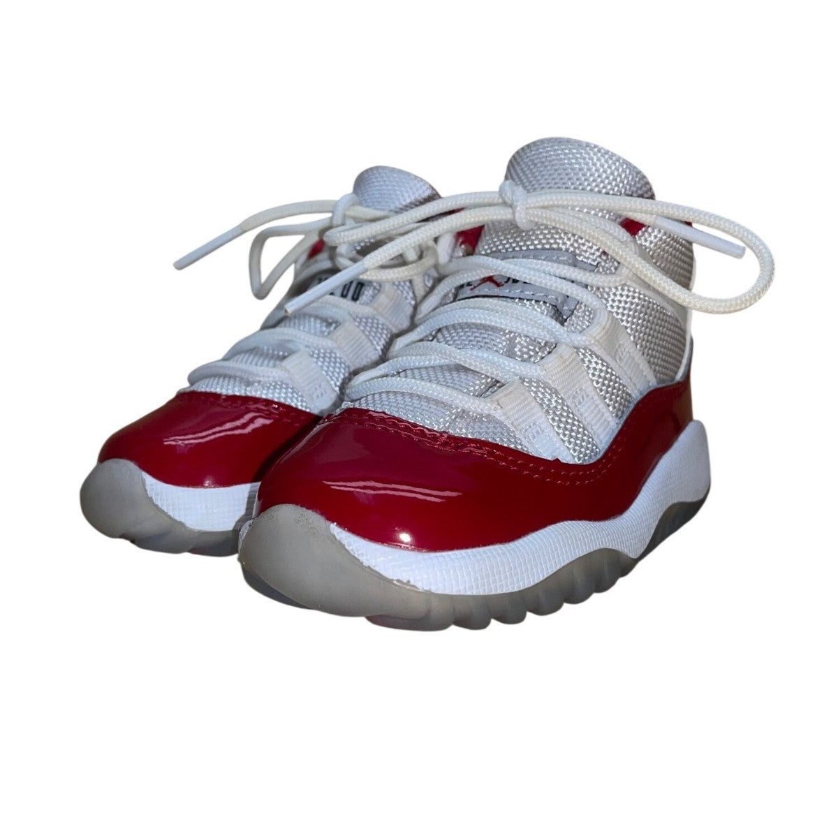 Air Jordan Kids White & Red Patent Leather High-Top Retro 11 Crib Shoes Size 5C