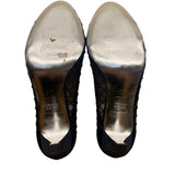 Adrianna Papell Women’s Navy Saba Mesh Rhinestoned Peep Toe Jamie Heels Size 6.5