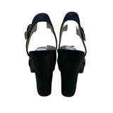 Anne Klein Women’s Black Suede Open Toe Buckle Strap Pearlina Heels Size 7.5 M