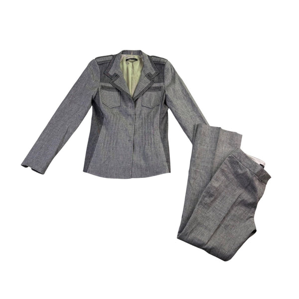 Elie Tahari Womens Gray Blazer & Pants Suit  Stretch Elevated Look Size 2