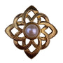 Vintage Womens Gold Tone Faux Pearl Brooch Elegant Floral Design