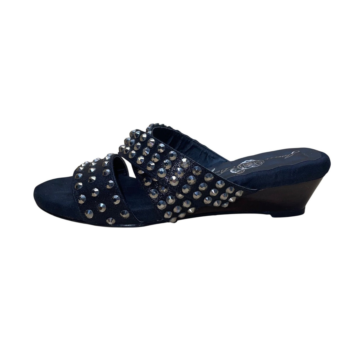 Joan Boyce Women’s Black Rhinestone Embellished Criss Cross Straps Sandals Sz 7M