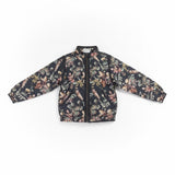 Lavon Womens Black Silk Floral Pattern Bomber Jacket Lightweight Lining Size L