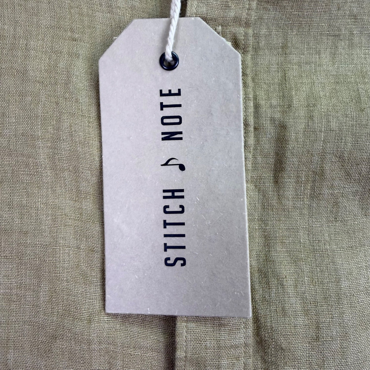 Stitch Note Mens Olive Linen Button-Up Shirt Short Sleeve Lightweight Sz S - New