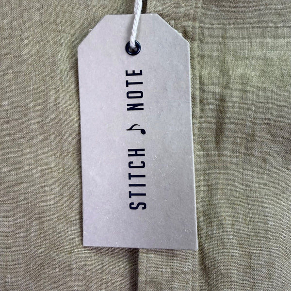 Stitch Note Mens Olive Linen Button-Up Shirt Short Sleeve Lightweight Sz S - New
