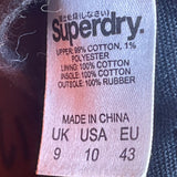 Superdry Men’s Black Canvas Rubber Toe Low Top No.01 Flat Sneakers Size 10