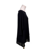 Alfani Womens Black Layered Hem Tunic Top 3/4 Sleeve Stretchy Lightweight Size S