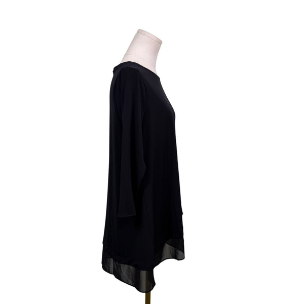 Alfani Womens Black Layered Hem Tunic Top 3/4 Sleeve Stretchy Lightweight Size S