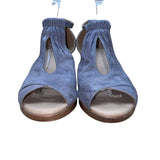 Journee Collection Women’s Gray Suede Open Toe Ankle Strap Wedge Sandals Size 9