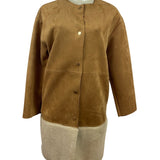 Zara W/B Brown Button-Up Coat With Pockets Size S