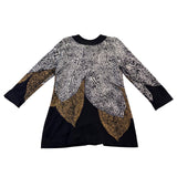 Nic + Zoe Womens Black & Tan Cotton Blend Leaf Print Long Sleeve Jacket Size L