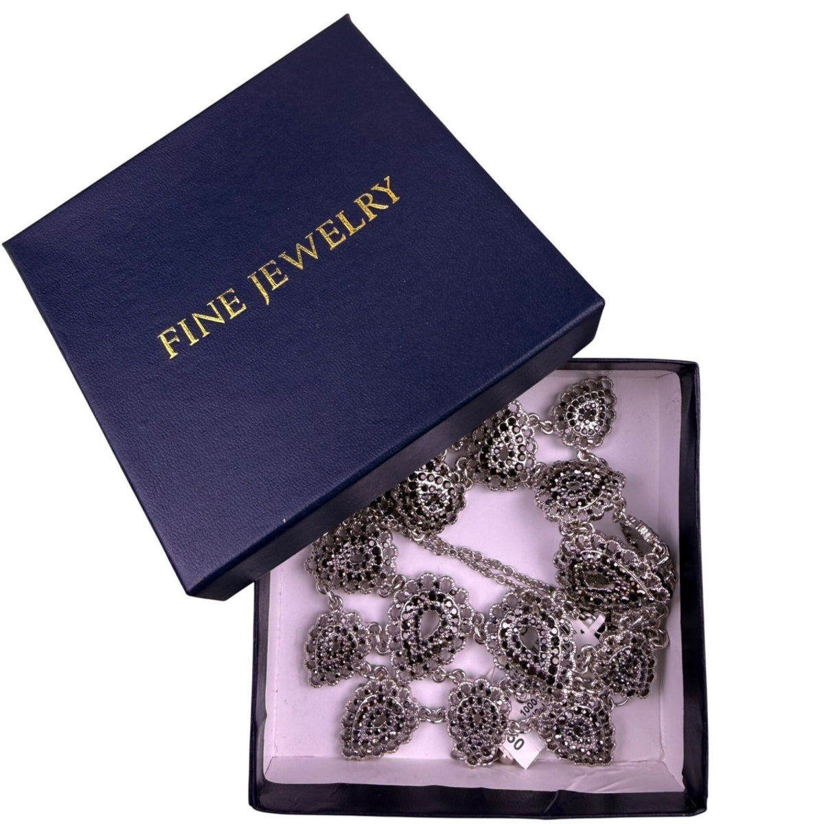 INC Womens Silver Tone Metal Bib Necklace Elegant Design Lobster Clasp