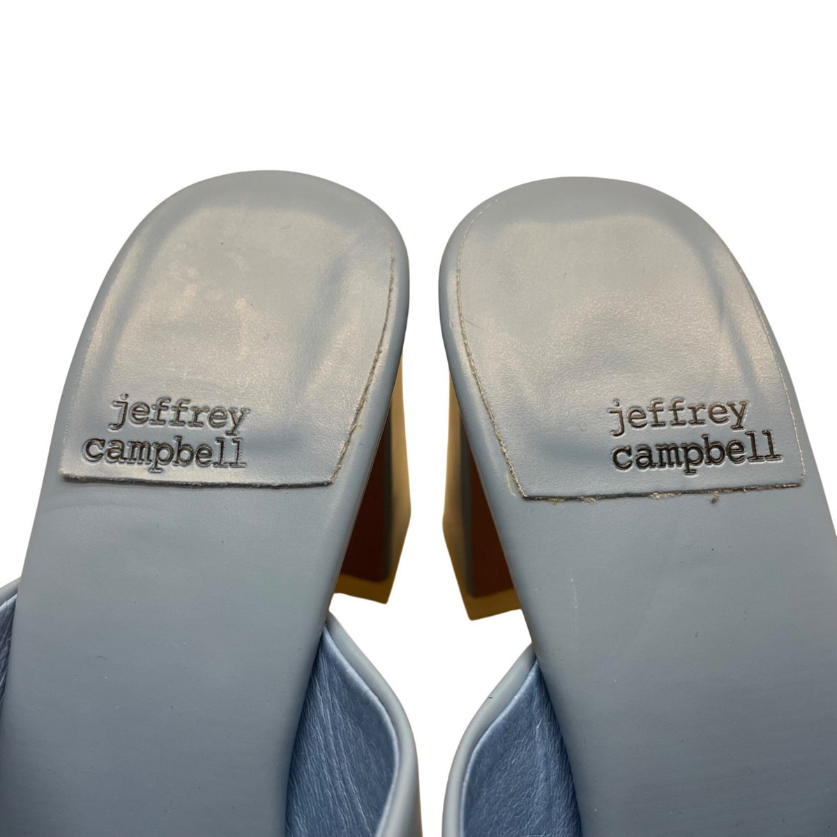 Jeffrey Campbell Women’s Light Blue Faux Leather Open-Toe Heeled Sandals Size 7