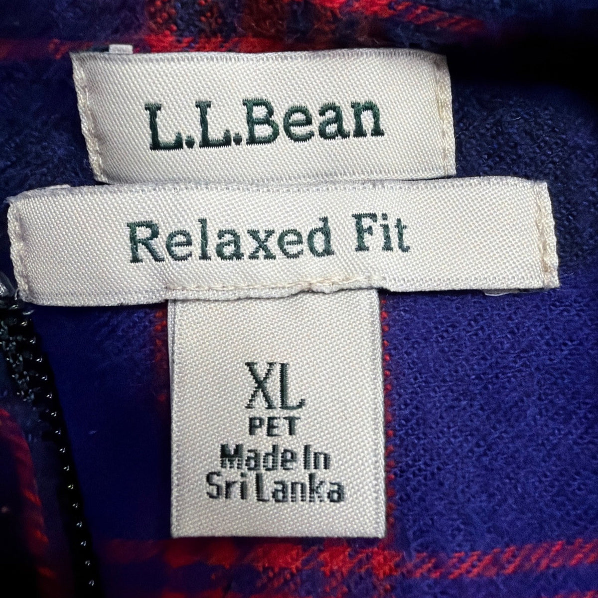 L.L.Bean Womens Purple & Red Plaid Relaxed Fit Zip-Up Hooded Jacket Size XL