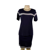 Exclusively Misook Womens Navy Acrylic Two-Piece Knit Top & Skirt Set Size XS P