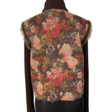Floral Print Brown Faux Fur Coat Women’s Casual Zipper Closure Size M