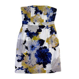 J. Crew Womens Blue & Yellow Floral Cotton Strapless Dress Summer Party Size 6
