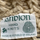 Vintage Andion Women's Cream Wool Knit Sweater Cardigan Open Front Pockets