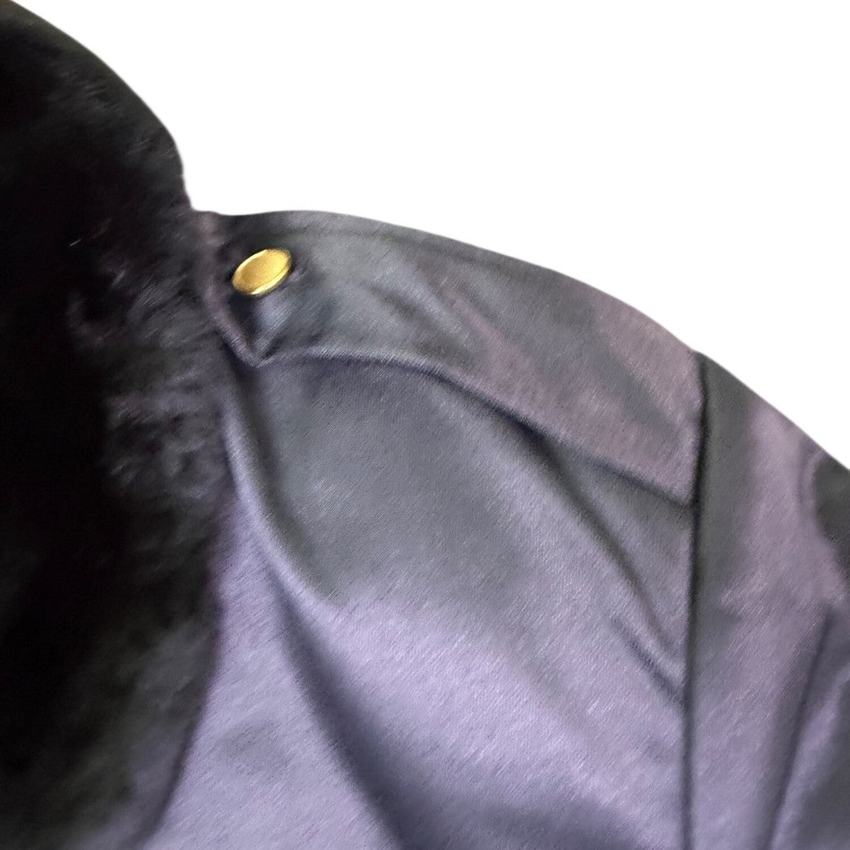 Vintage Mens Black Jacket W/ Faux Fur Collar Front Pockets & Gold Buttons Sz 42R
