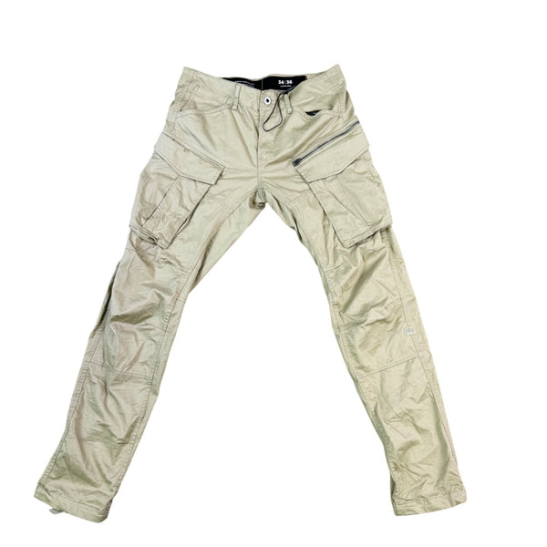 G-Star Raw Mens Khaki Tapered Cargo Pants With Multi-Pocket Design Size 34X36