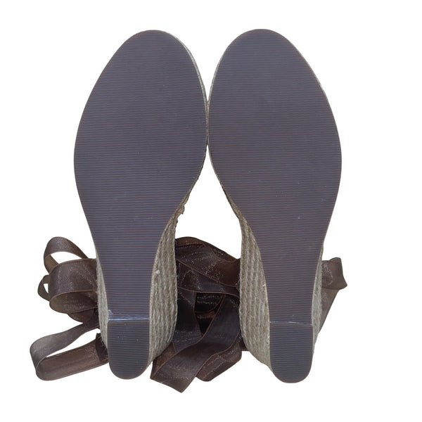 Steve Madden Women’s Brown Embellished Espadrille Bommbay Wedge Sandals Size 8