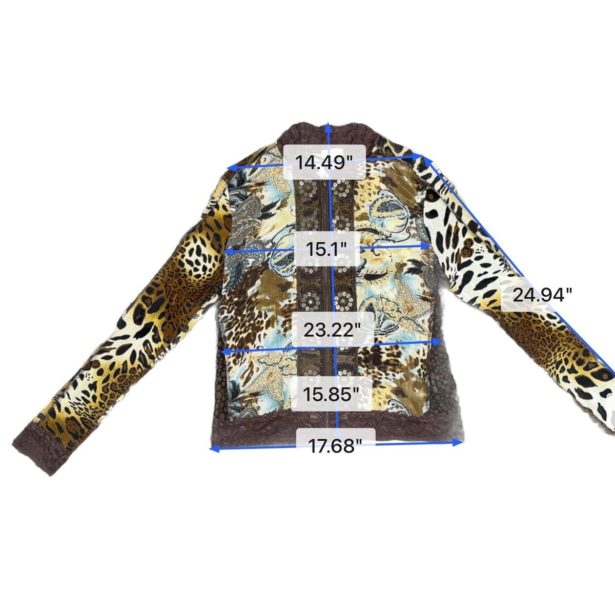 Jaipur Womens Multi-Color Animal Print Jacket With Lace Accents Size M