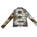Jaipur Womens Multi-Color Animal Print Jacket With Lace Accents Size M