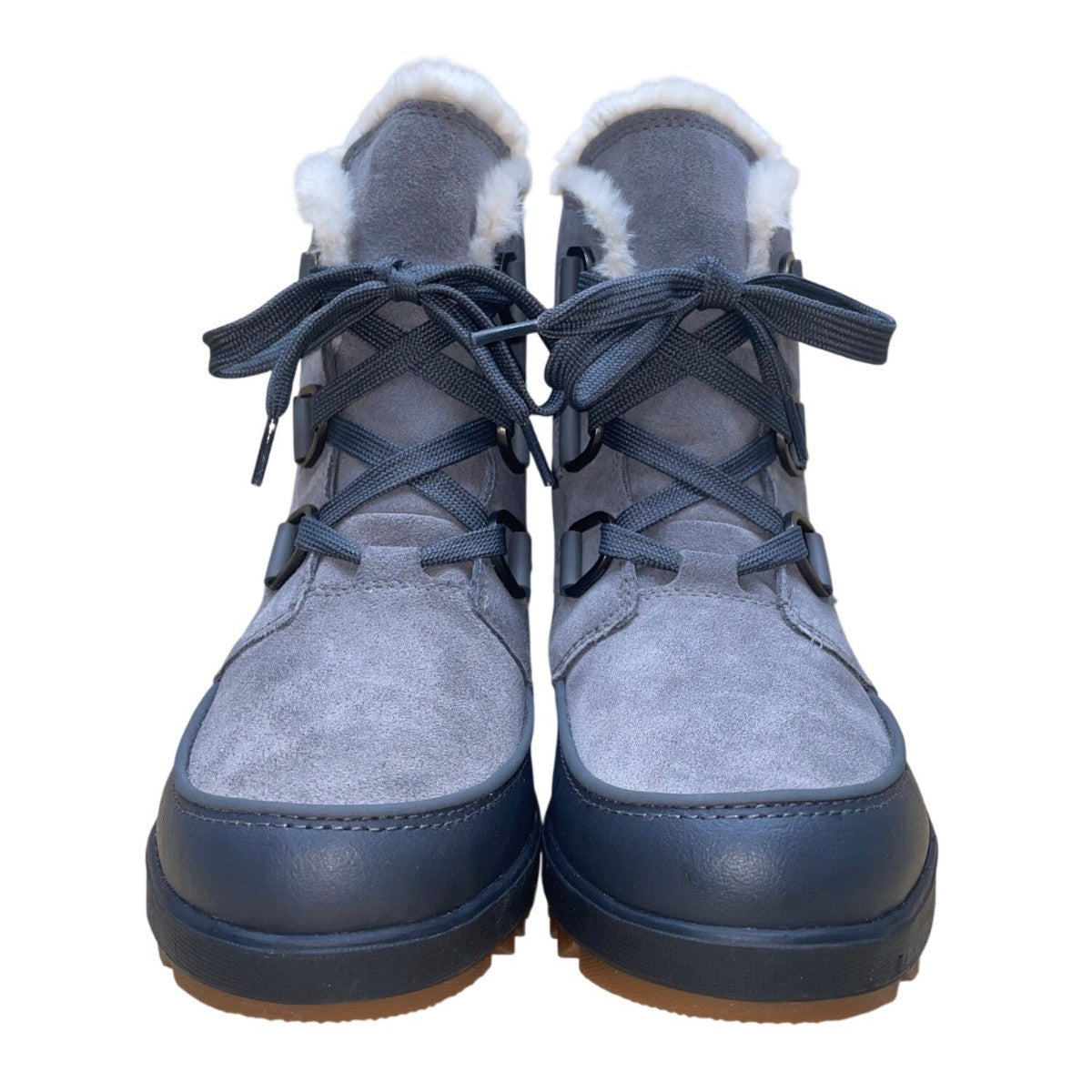 Sorel Women’s Gray Leather With Faux Fur Lining Waterproof Winter Boots Size 10