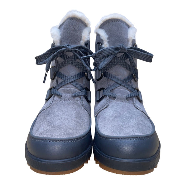 Sorel Women’s Gray Leather With Faux Fur Lining Waterproof Winter Boots Size 10