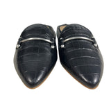 Dolce Vita Women's Black Gram Croco Embossed Leather Slippers Sz 9 - NWB