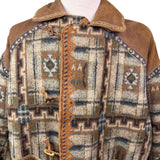 Carlos Ibanez Mens Brown Wool & Suede Western Toggle Coat Vintage Design Sz 54