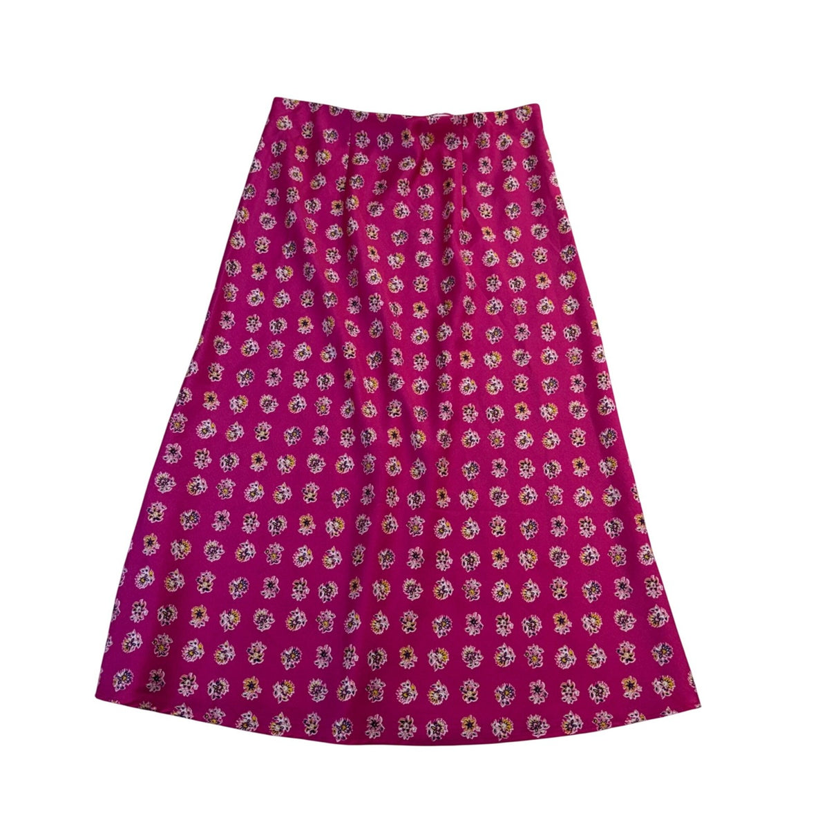 Loft Womens Pink Floral Print Midi Skirt Size XS