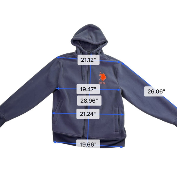 U.S. Polo Assn. Mens Navy Full-Zip Hoodie With Logo Embroidery Size L