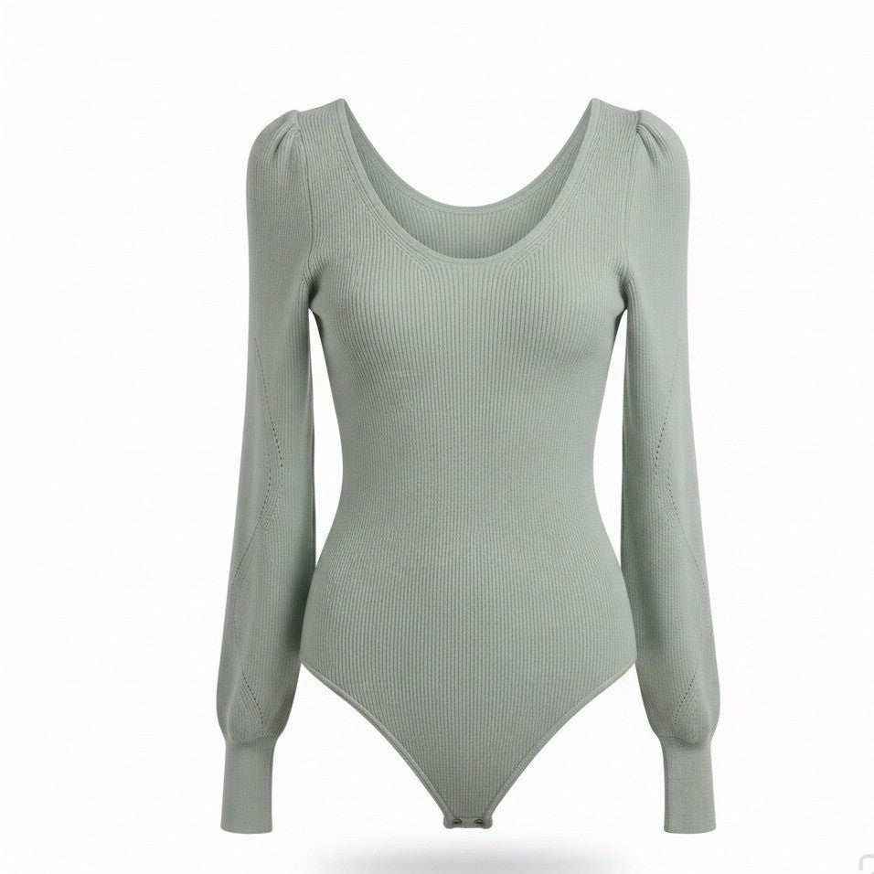 Abercrombie & Fitch Womens Sage Ribbed Bodysuit Long Sleeves Size M