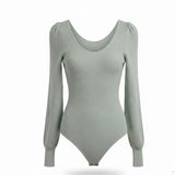 Abercrombie & Fitch Womens Sage Ribbed Bodysuit Long Sleeves Size M