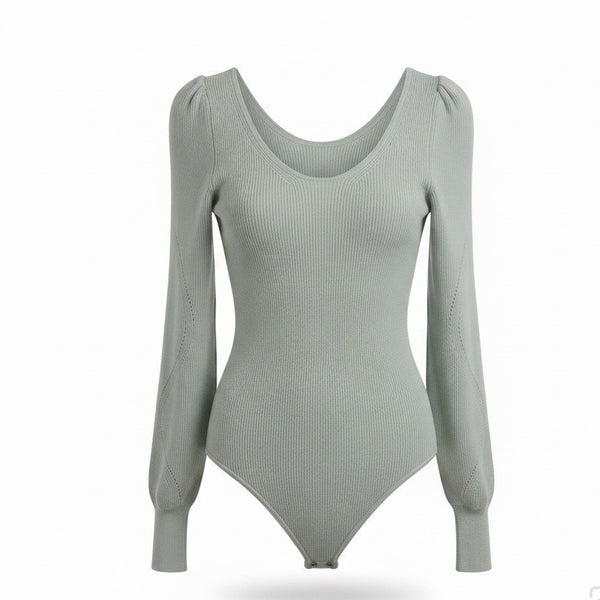 Abercrombie & Fitch Womens Sage Ribbed Bodysuit Long Sleeves Size M